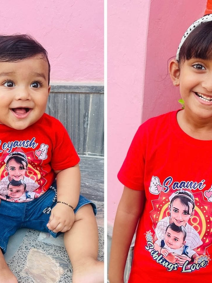 Customized t-shirt combo pack for kids with photo, name and nursery rhyme prints