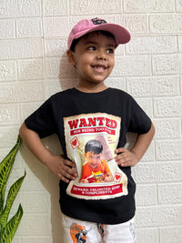 Wanted for Being Too Cute custom t-shirt for kids with photo/face print